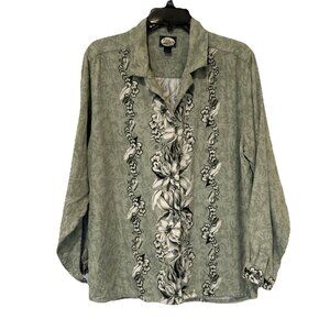 Tommy Bahama Sage Green Floral Button-Up Blouse